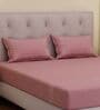 Pink Solid- Embroidery 180 TC Polyester King Sized Bedsheet With 2 Pillow Covers