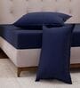 Blue Solid- Embroidery 180 TC Polyester King Sized Bedsheet With 2 Pillow Covers