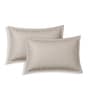 Grey Solid- Embroidery 180 TC Polyester King Sized Bedsheet With 2 Pillow Covers