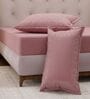 Pink Solid- Embroidery 180 TC Polyester King Sized Bedsheet With 2 Pillow Covers