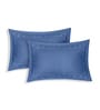 Blue Solid- Embroidery 180 TC Polyester King Sized Bedsheet With 2 Pillow Covers