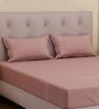 Peach Solid- Embroidery 180 TC Polyester King Sized Bedsheet With 2 Pillow Covers