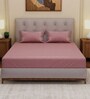 Pink Solid- Embroidery 180 TC Polyester King Sized Bedsheet With 2 Pillow Covers