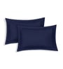 Blue Solid- Embroidery 180 TC Polyester King Sized Bedsheet With 2 Pillow Covers