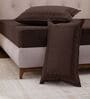 Brown Solid- Embroidery 180 TC Polyester King Sized Bedsheet With 2 Pillow Covers