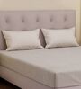 Grey Solid- Embroidery 180 TC Polyester King Sized Bedsheet With 2 Pillow Covers