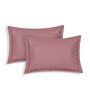 Pink Solid- Embroidery 180 TC Polyester King Sized Bedsheet With 2 Pillow Covers