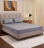 Grey Solid- Embroidery 180 TC Polyester King Sized Bedsheet With 2 Pillow Covers