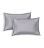 Grey Solid- Embroidery 180 TC Polyester King Sized Bedsheet With 2 Pillow Covers