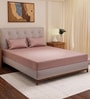 Peach Solid- Embroidery 180 TC Polyester King Sized Bedsheet With 2 Pillow Covers
