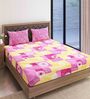 Pink Floral 120 TC Cotton 1 Double Bedsheet with 2 Pillow Covers