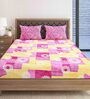 Pink Floral 120 TC Cotton 1 Double Bedsheet with 2 Pillow Covers