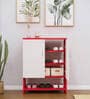 Ella Wood 2 Shoe Cabinet in Highland Pine & Scarlet Red Finish