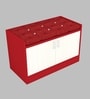 Ella 2 Door Multipurpose Cabinet with Cushion in Highland Pine & Scarlet Red Finish