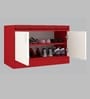 Ella 2 Door Multipurpose Cabinet with Cushion in Highland Pine & Scarlet Red Finish