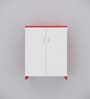 Ella 2 Doors with 4 Shelfs Multipurpose Shoe Rack in Highland Pine & Scarlet Red Finish