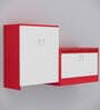 Ella Shoe Cabinet In HighlandPine & Scarlet Red Finish