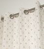 Ella Pink & Green Cotton 230 GSM  Ethnic 5 Feet Room Darkening Eyelet Window Curtains (2 Pc)