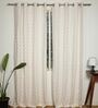 Ella Pink & Green Cotton 230 GSM  Ethnic 7 Feet Room Darkening Eyelet Door Curtains (2 Pc)