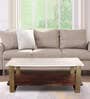 Ellis Marble Coffee Table In White & Walnut Color