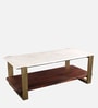 Ellis Marble Coffee Table In White & Walnut Color