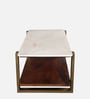 Ellis Marble Coffee Table In White & Walnut Color