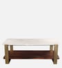 Ellis Marble Coffee Table In White & Walnut Color