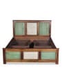Ellis Queen Size Bed In Vintage Teak Finish With Drawer Storage