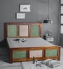 Ellis Queen Size Bed In Vintage Teak Finish With Drawer Storage
