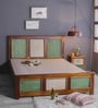 Ellis Queen Size Bed In Vintage Teak Finish With Drawer Storage