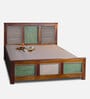Ellis Queen Size Bed In Vintage Teak Finish With Drawer Storage