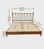 Ellora Upholstered King Size Bed In Honey Gold Finish With Hydraulic Storage