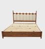 Ellora Upholstered King Size Bed In Honey Gold Finish With Hydraulic Storage