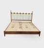 Ellora Upholstered King Size Bed In Honey Gold Finish Without Storage