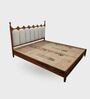Ellora Upholstered King Size Bed In Honey Gold Finish Without Storage