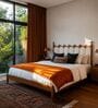 Ellora Upholstered Queen Size Bed In Honey Gold Finish With Hydraulic Storage