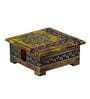 Elora Handpainted Yellow MDF (Set of 6) Table Coaster with Stand