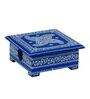 Elora Handpainted Blue & White MDF (Set of 6) Table Coaster with Stand