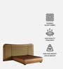 Elowen Softline Bed in velvet With Oak wood Frame & Hydraulic Storage