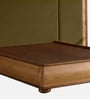 Elowen Softline Bed in velvet With Oak wood Frame & Hydraulic Storage