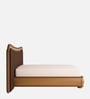 Elowen Softline Bed in velvet With Oak wood Frame & Hydraulic Storage