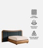 Elowen Softline Bed in velvet With Oak wood Frame & Hydraulic Storage