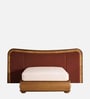 Elowen Softline Bed in velvet With Oak wood Frame & Hydraulic Storage