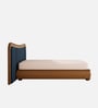 Elowen Softline Bed in velvet With Oak wood Frame & Hydraulic Storage