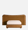 Elowen Softline Bed in velvet With Oak wood Frame & Hydraulic Storage