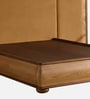 Elowen Softline Bed in velvet With Oak wood Frame & Hydraulic Storage