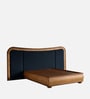 Elowen Softline Queen Size Bed in velvet With Oak wood Frame & Hydraulic Storage