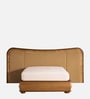 Elowen Softline Queen Size Bed in velvet With Oak wood Frame & Hydraulic Storage
