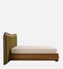 Elowen Softline Queen Size Bed in velvet With Oak wood Frame & Hydraulic Storage