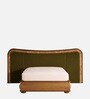 Elowen Softline Queen Size Bed in velvet With Oak wood Frame & Hydraulic Storage